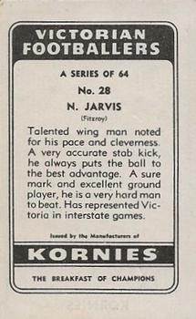 1948 Kornies Victorian Footballers #28 Noel Jarvis Back